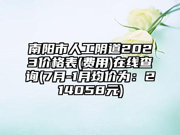 南阳市人工阴道2023价格表(费用)在线查询(7月-1月均价为：214058元)