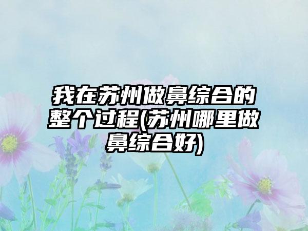 我在苏州做鼻综合的整个过程(苏州哪里做鼻综合好)