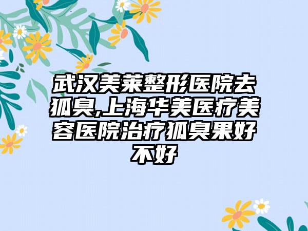 武汉美莱整形医院去狐臭,上海华美医疗美容医院治疗狐臭果好不好