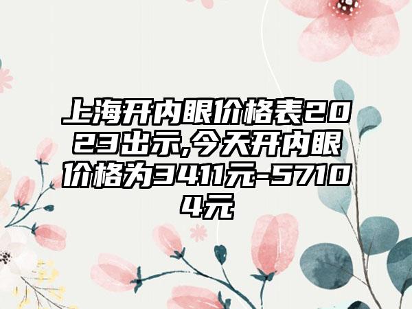 上海开内眼价格表2023出示,今天开内眼价格为3411元-57104元