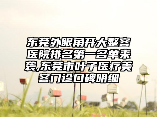 东莞外眼角开大整容医院排名第一名单来袭,东莞市叶子医疗美容门诊口碑明细