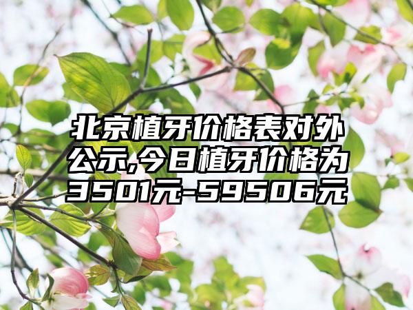 北京植牙价格表对外公示,今日植牙价格为3501元-59506元