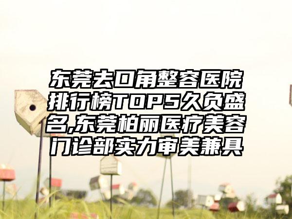 东莞去口角整容医院排行榜TOP5久负盛名,东莞柏丽医疗美容门诊部实力审美兼具