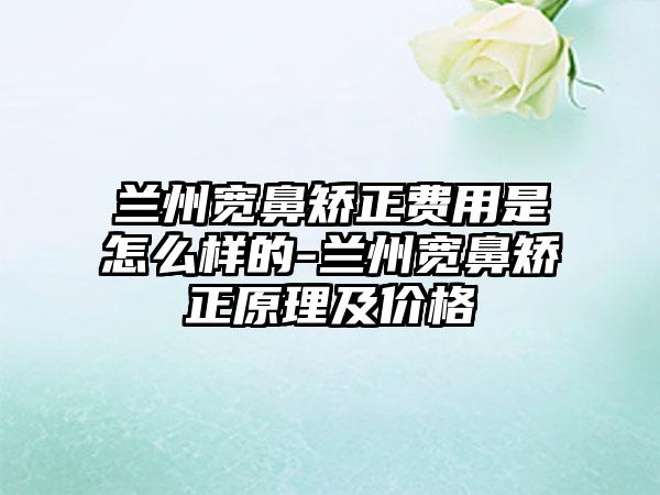 兰州宽鼻矫正费用是怎么样的-兰州宽鼻矫正原理及价格