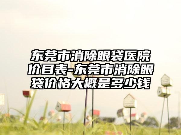 东莞市消除眼袋医院价目表-东莞市消除眼袋价格大概是多少钱