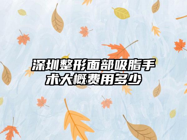 深圳整形面部吸脂手术大概费用多少