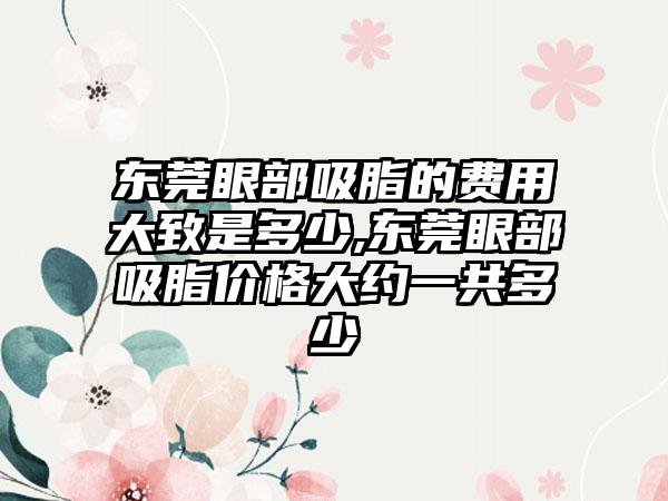 东莞眼部吸脂的费用大致是多少,东莞眼部吸脂价格大约一共多少