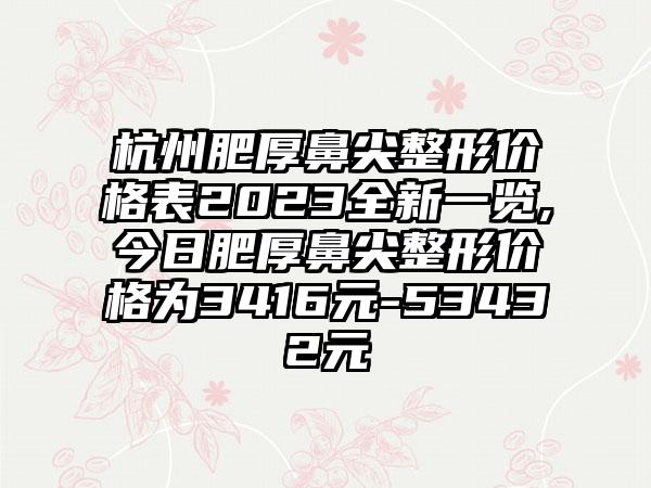 杭州肥厚鼻尖整形价格表2023全新一览,今日肥厚鼻尖整形价格为3416元-53432元