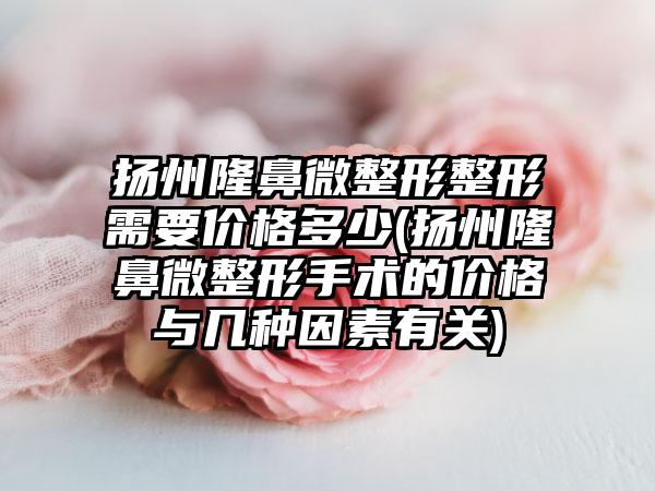 扬州隆鼻微整形整形需要价格多少(扬州隆鼻微整形手术的价格与几种因素有关)