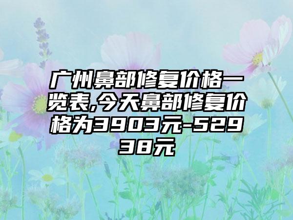 广州鼻部修复价格一览表,今天鼻部修复价格为3903元-52938元