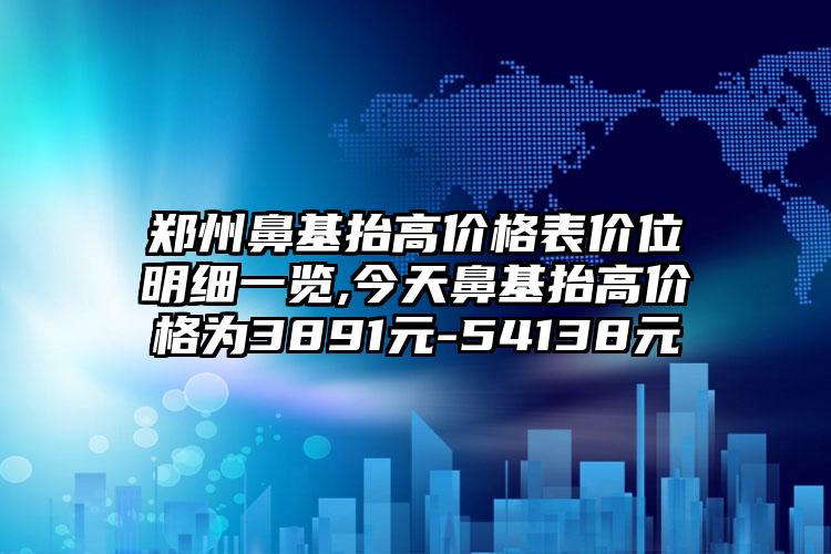 郑州鼻基抬高价格表价位明细一览,今天鼻基抬高价格为3891元-54138元