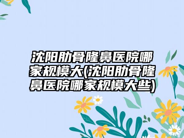 沈阳肋骨隆鼻医院哪家规模大(沈阳肋骨隆鼻医院哪家规模大些)