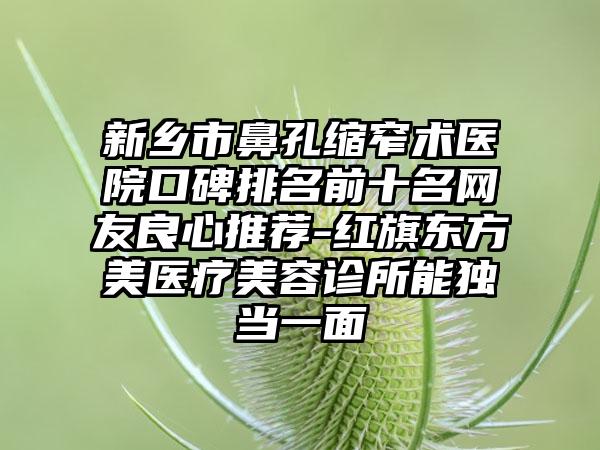 新乡市鼻孔缩窄术医院口碑排名前十名网友良心推荐-红旗东方美医疗美容诊所能独当一面