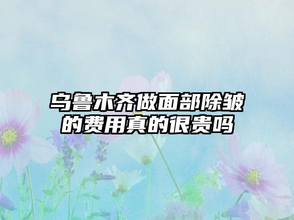 乌鲁木齐做面部除皱的费用真的很贵吗