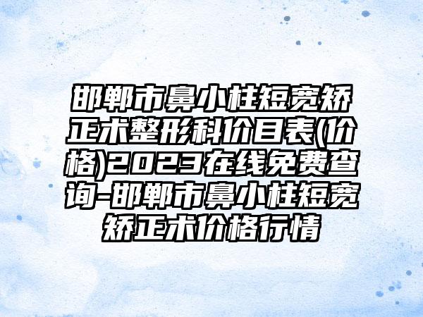 邯郸市鼻小柱短宽矫正术整形科价目表(价格)2023在线免费查询-邯郸市鼻小柱短宽矫正术价格行情