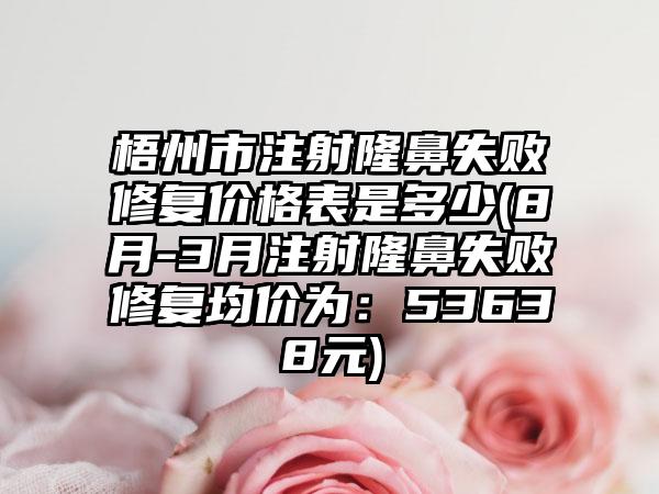 梧州市注射隆鼻失败修复价格表是多少(8月-3月注射隆鼻失败修复均价为：53638元)