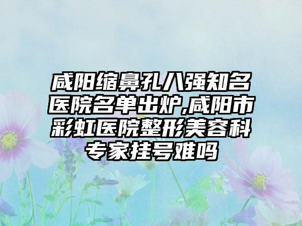 咸阳缩鼻孔八强有名医院名单出炉,咸阳市彩虹医院整形美容科骨干医生挂号难吗