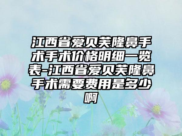 江西省爱贝芙隆鼻手术手术价格明细一览表-江西省爱贝芙隆鼻手术需要费用是多少啊