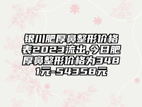 银川肥厚鼻整形价格表2023流出,今日肥厚鼻整形价格为3481元-54358元