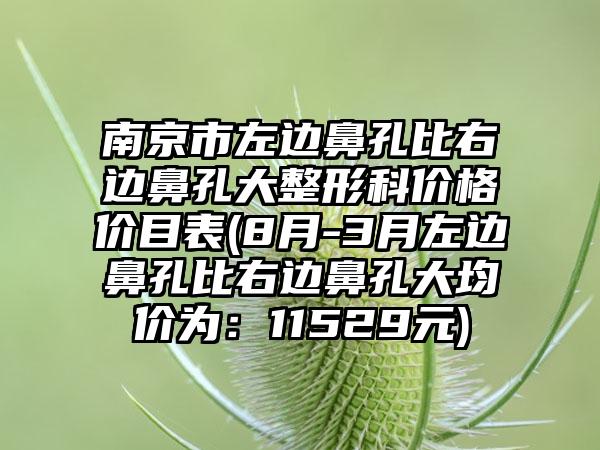 南京市左边鼻孔比右边鼻孔大整形科价格价目表(8月-3月左边鼻孔比右边鼻孔大均价为：11529元)