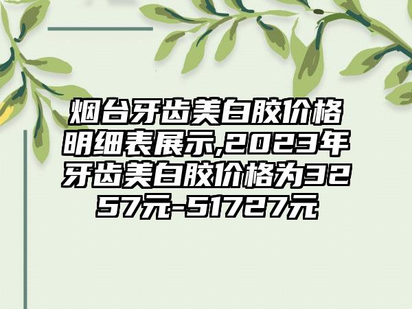 烟台牙齿美白胶价格明细表展示,2023年牙齿美白胶价格为3257元-51727元