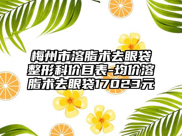 梅州市溶脂术去眼袋整形科价目表-均价溶脂术去眼袋17023元