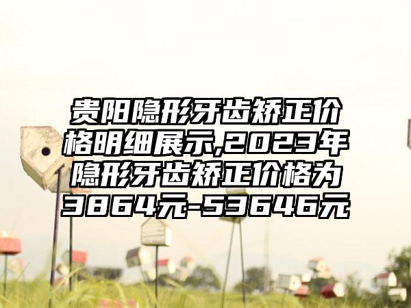 贵阳隐形牙齿矫正价格明细展示,2023年隐形牙齿矫正价格为3864元-53646元