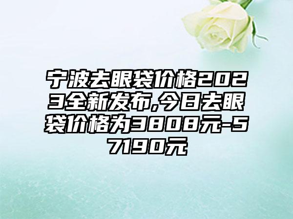 宁波去眼袋价格2023全新发布,今日去眼袋价格为3808元-57190元