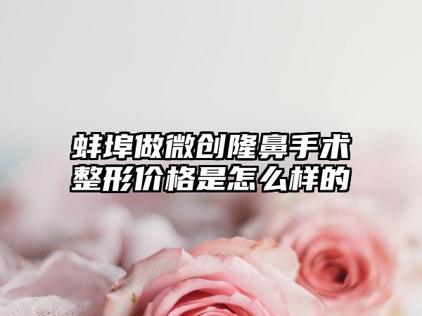 蚌埠做微创隆鼻手术整形价格是怎么样的