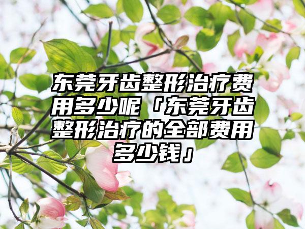 东莞牙齿整形治疗费用多少呢「东莞牙齿整形治疗的全部费用多少钱」