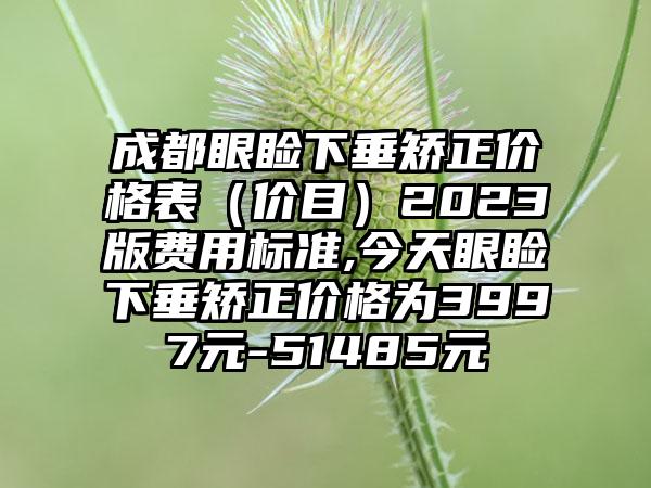 成都眼睑下垂矫正价格表（价目）2023版费用标准,今天眼睑下垂矫正价格为3997元-51485元