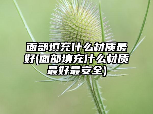 面部填充什么材质较好(面部填充什么材质较好非常安好)