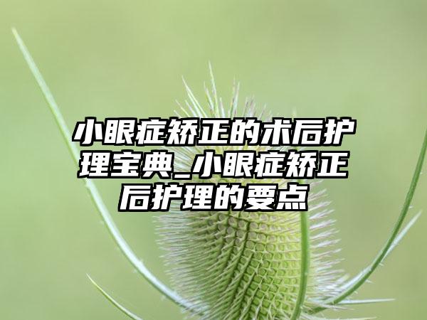 小眼症矫正的术后护理宝典_小眼症矫正后护理的要点