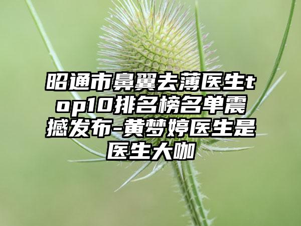 昭通市鼻翼去薄医生top10排名榜名单震撼发布-黄梦婷医生是医生大咖