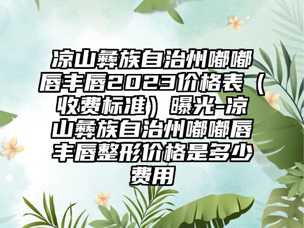 凉山彝族自治州嘟嘟唇丰唇2023价格表（收费标准）曝光-凉山彝族自治州嘟嘟唇丰唇整形价格是多少费用