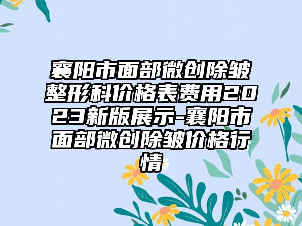 襄阳市面部微创除皱整形科价格表费用2023新版展示-襄阳市面部微创除皱价格行情