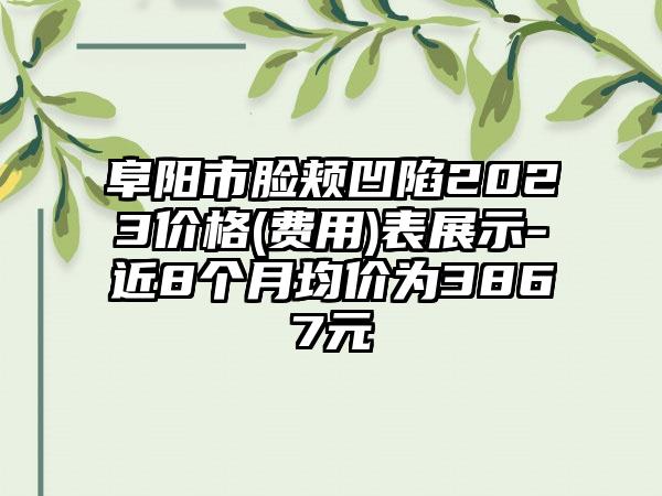 阜阳市脸颊凹陷2023价格(费用)表展示-近8个月均价为3867元