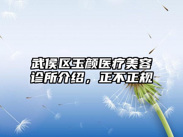 武侯区玉颜医疗美容诊所介绍，正不正规