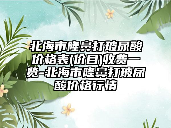 北海市隆鼻打玻尿酸价格表(价目)收费一览-北海市隆鼻打玻尿酸价格行情