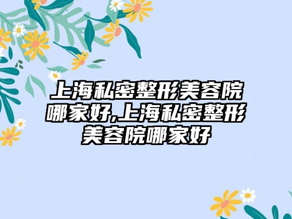 上海私密整形美容院哪家好,上海私密整形美容院哪家好