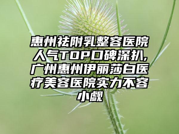 惠州祛附乳整容医院人气TOP口碑深扒,广州惠州伊丽莎白医疗美容医院实力不容小觑