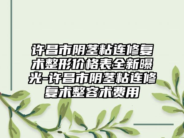 许昌市阴茎粘连修复术整形价格表全新曝光-许昌市阴茎粘连修复术整容术费用