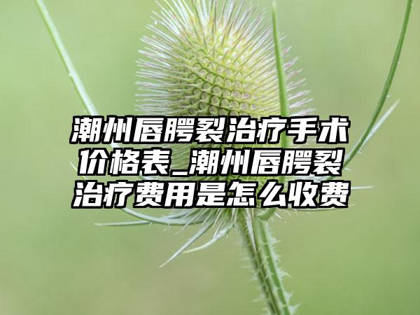 潮州唇腭裂治疗手术价格表_潮州唇腭裂治疗费用是怎么收费