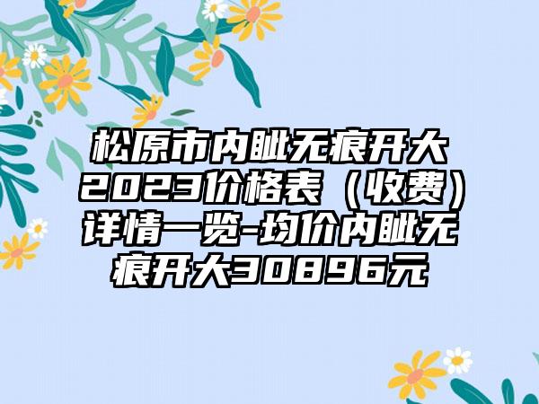 松原市内眦无痕开大2023价格表（收费）详情一览-均价内眦无痕开大30896元