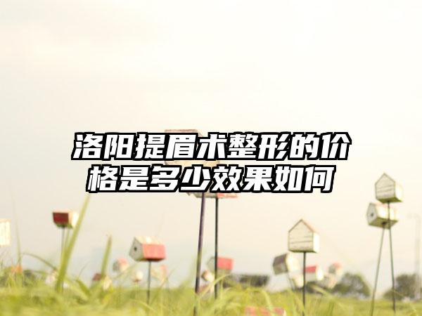 洛阳提眉术整形的价格是多少成果如何