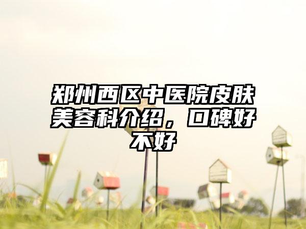 郑州西区中医院皮肤美容科介绍，口碑好不好