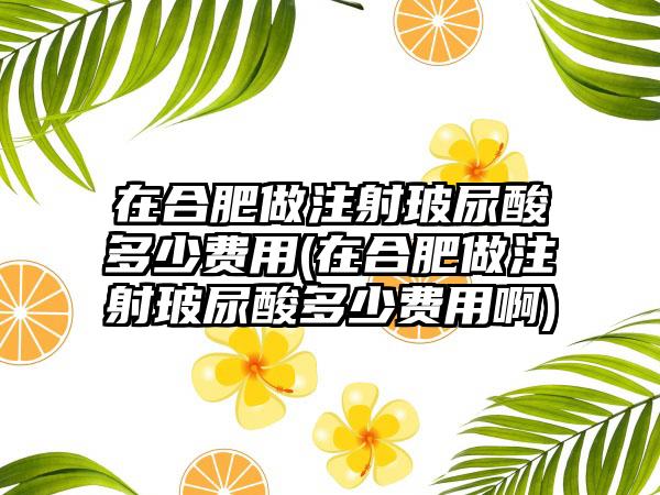 在合肥做注射玻尿酸多少费用(在合肥做注射玻尿酸多少费用啊)