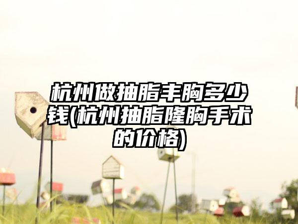 杭州做抽脂丰胸多少钱(杭州抽脂隆胸手术的价格)