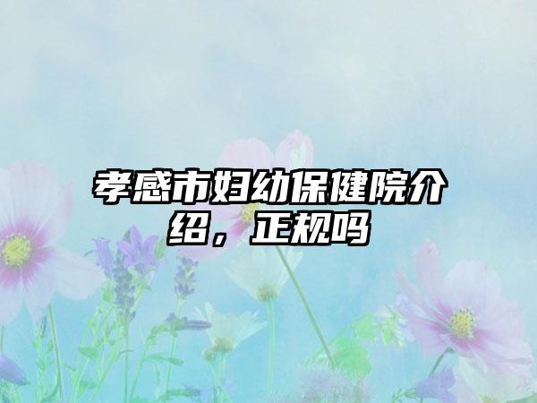 孝感市妇幼保健院介绍，正规吗