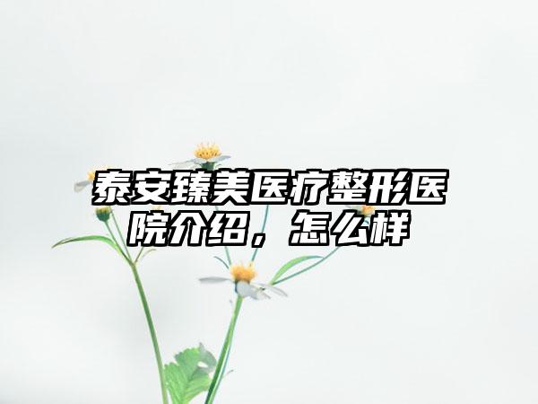 泰安臻美医疗整形医院介绍，怎么样